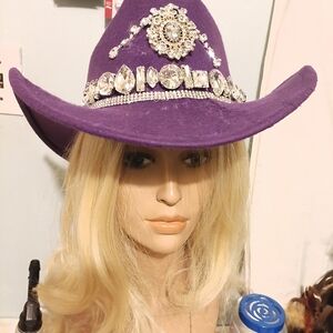 Purple Embellished Women's Cowboy Hat